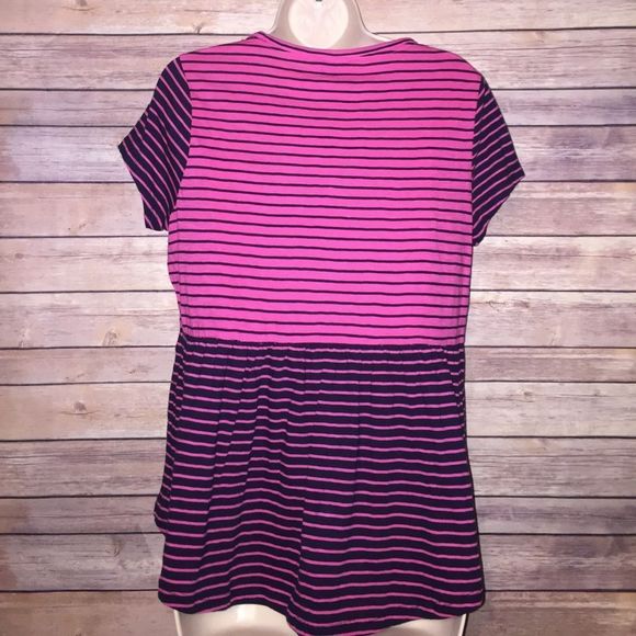Crown & Ivy Navy Pink Striped Top Petite Medium - Picture 4 of 4